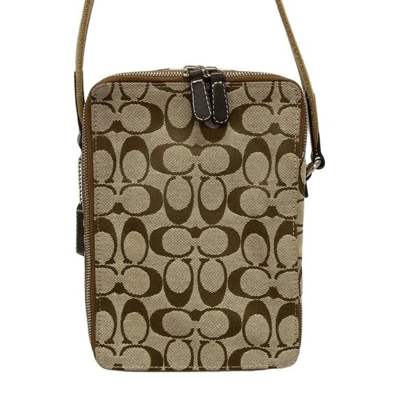 Auth COACH Signature International Shoulder Bag 4270 Dark Brown Light Brown - Picture 3 of 11